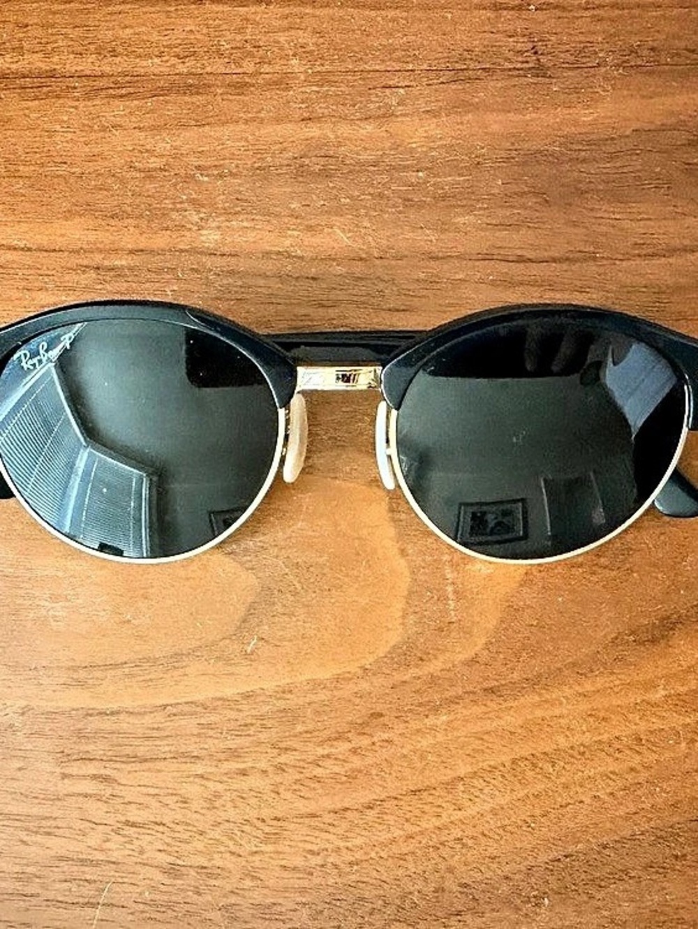 Ray-Ban Clubround RB4246 901/58 Polarized Black Gold Green Sunglasses 51mm - Picture 2 of 2